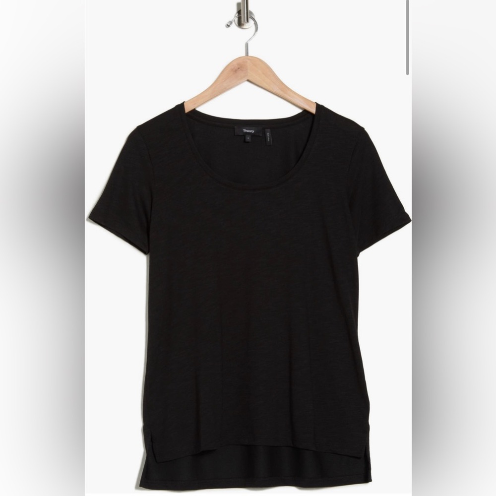 Theory Scoop Neck Basic Black Tee Size Large - Picture 3 of 8